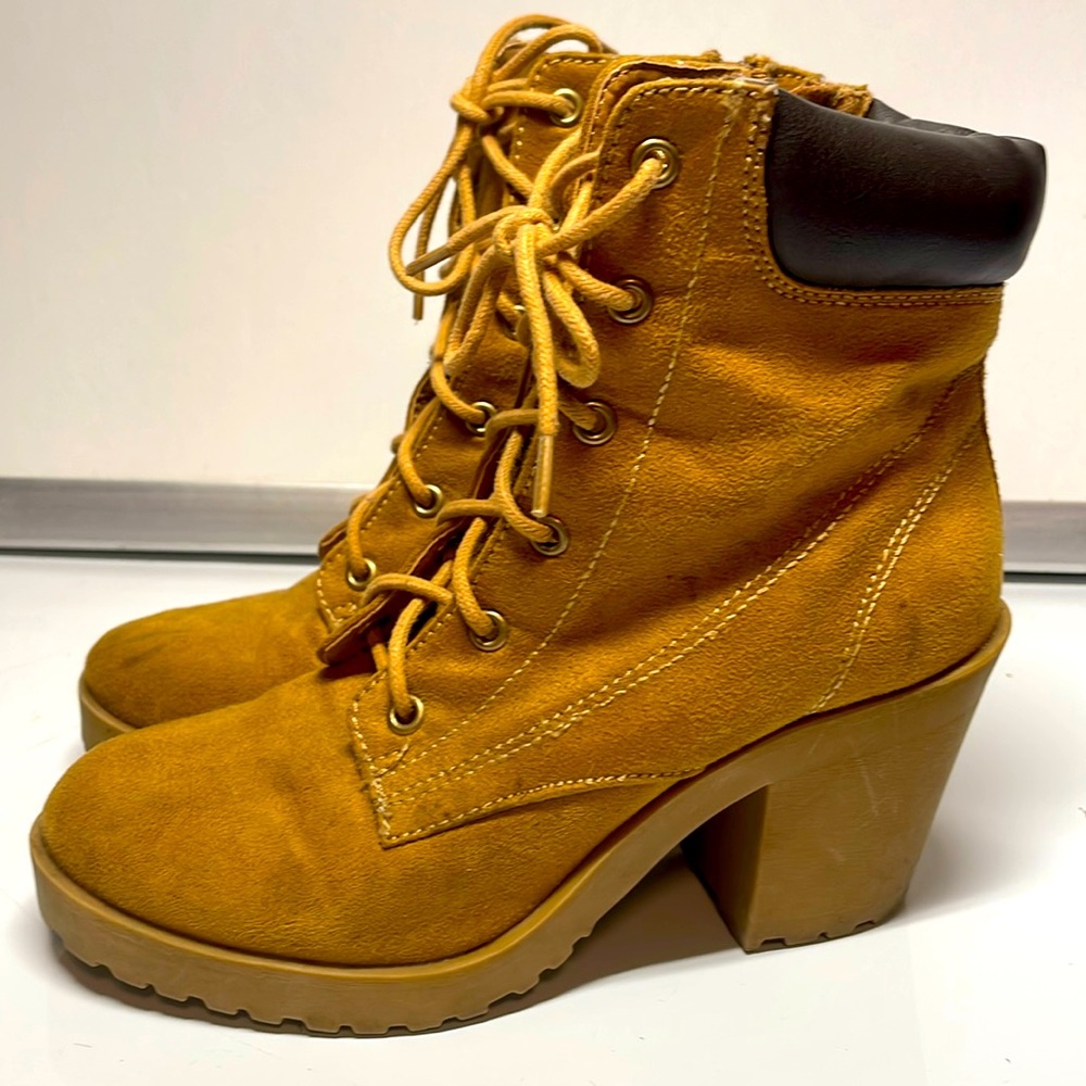 Soda Tan Lace Up Boots with heel